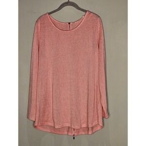 Soft Surroundings Audrey Feminine Pink Top 1X Full Zip Back Long Sleeve Casual‎
